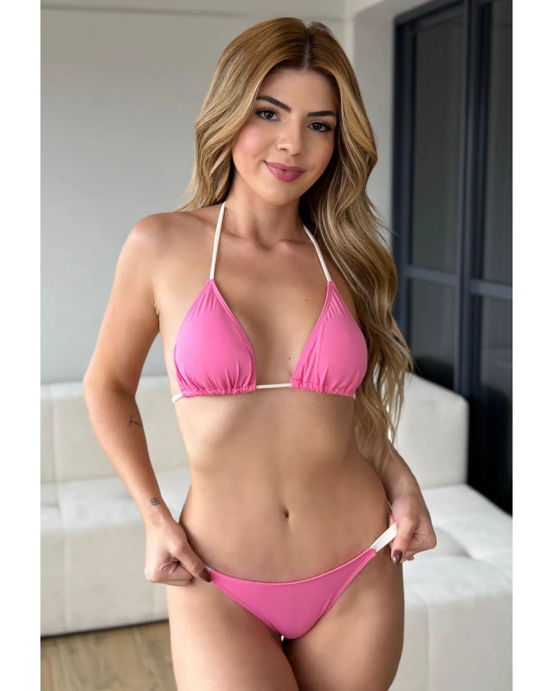 Biquini Verano - Rosa com Branco