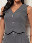 Conjunto Alfaiataria - Colete e Shorts - Cinza